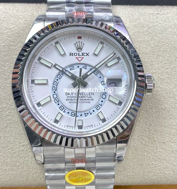 Noob Factory Rolex Sky-Dweller 336934-0004 42mm Full 904L White Dial Jubilee