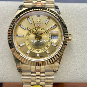 Noob Factory Rolex Sky-Dweller 336938-0004 42mm Full Yellow Gold Champagne Dial Jubilee