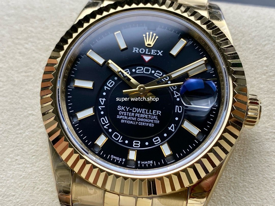 Noob Factory Rolex Sky-Dweller 336938-0005 42mm Full Yellow Gold Black Dial Jubilee - Image 3