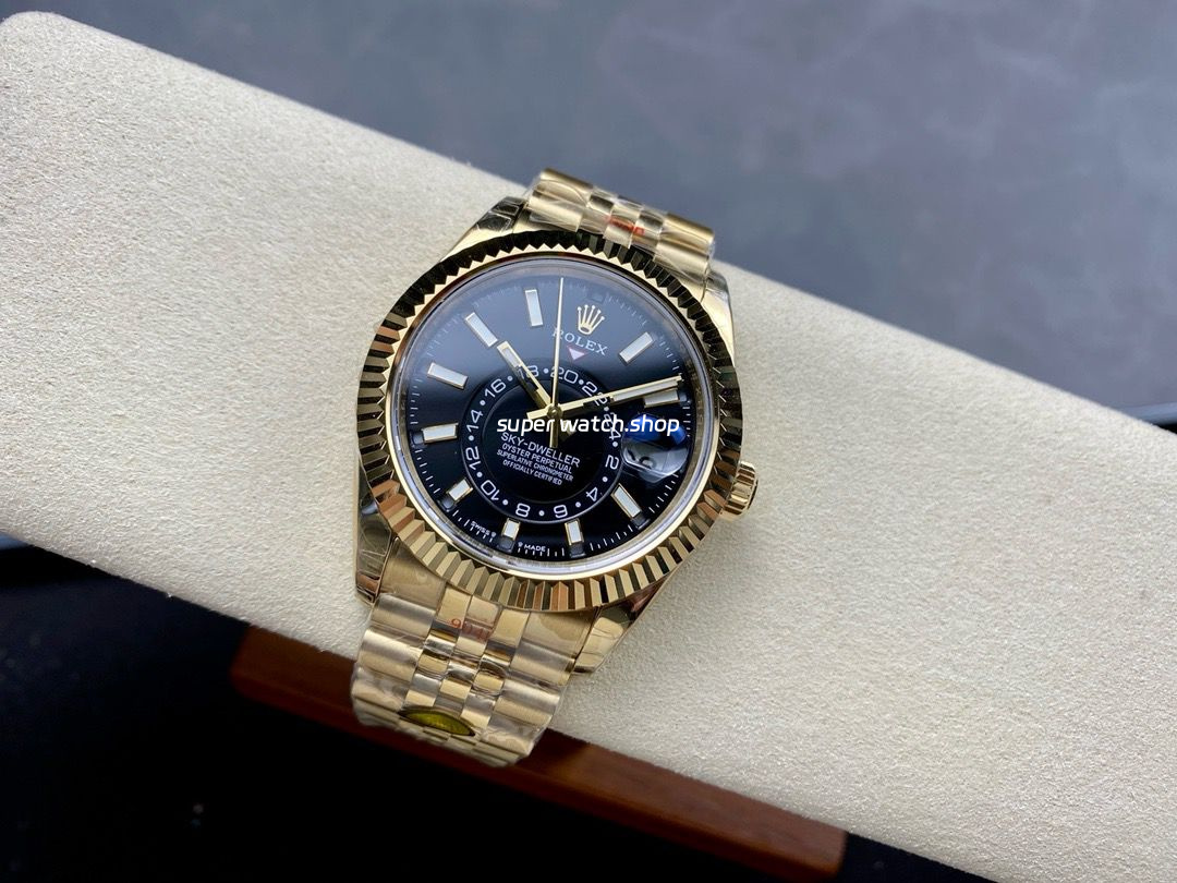 Noob Factory Rolex Sky-Dweller 336938-0005 42mm Full Yellow Gold Black Dial Jubilee - Image 4