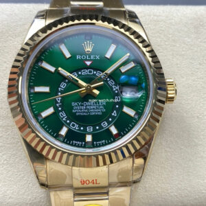 Noob Factory Rolex Sky-Dweller 336938-0007 42mm Yellow Gold Green Dial
