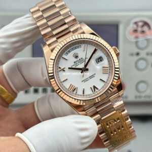 PPM Factory Counterweight Rolex Day-Date 228235-0032 40mm Full Rose Gold Roman Number White Dial
