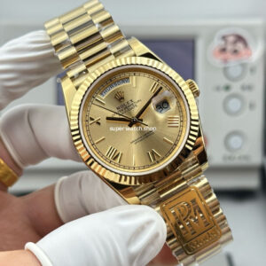 PPM Factory Counterweight Rolex Day-Date 228238-0006 40mm Full Yellow Gold Roman Number Champagne Dial