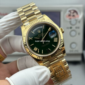 PPM Factory Counterweight Rolex Day-Date 228238-0069 40mm Full Yellow Gold Roman Number Green ombré Dial