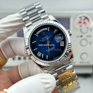 PPM Factory Counterweight Rolex Day-Date 228239-0076 40mm Full White Gold Roman Numerals Dark Blue Dial