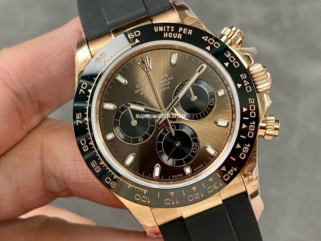 QF Factory CounterWeight Rolex Daytona 116515LN-0041 40mm Rose Gold Rubber Strap Brown Dial - Image 2