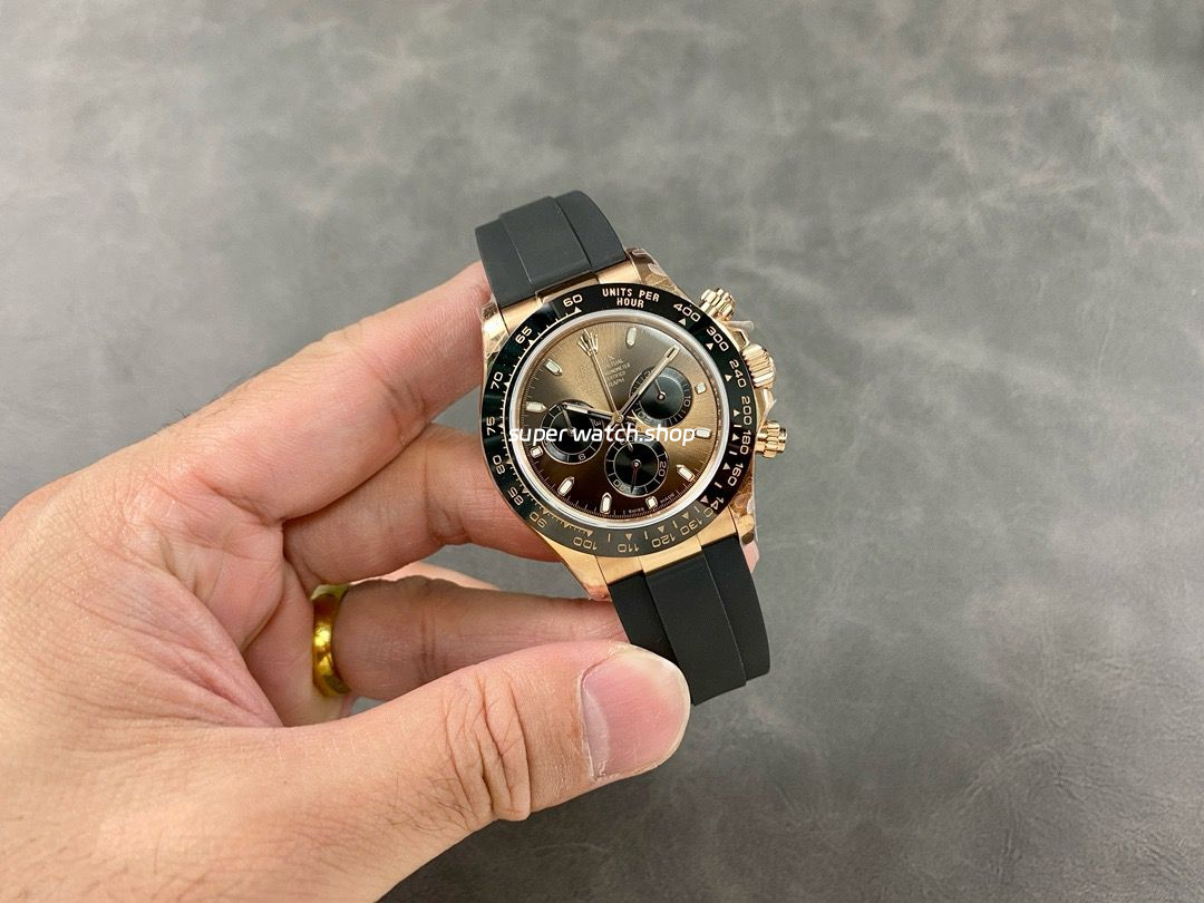 QF Factory CounterWeight Rolex Daytona 116515LN-0041 40mm Rose Gold Rubber Strap Brown Dial - Image 4