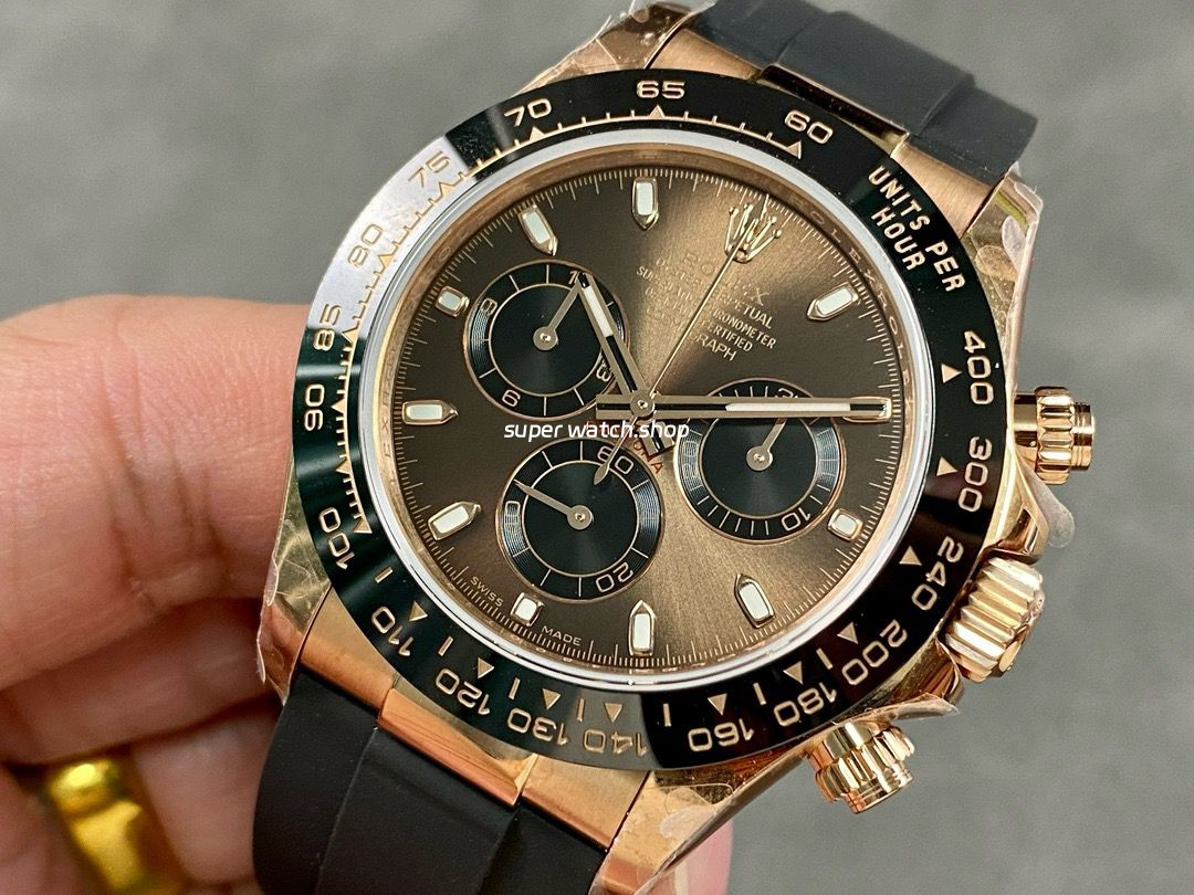 QF Factory CounterWeight Rolex Daytona 116515LN-0041 40mm Rose Gold Rubber Strap Brown Dial - Image 3