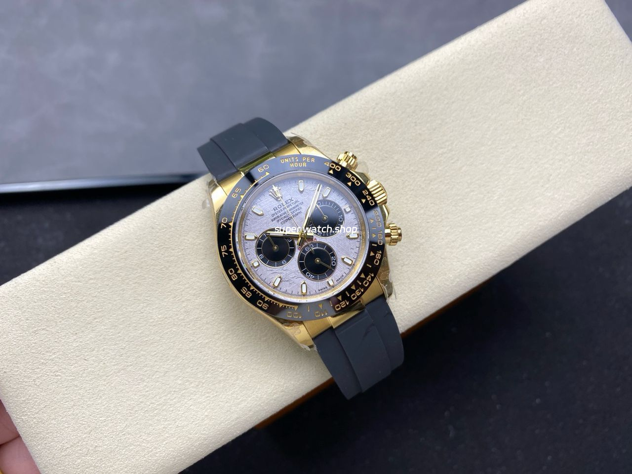 QF Factory CounterWeight Rolex Daytona 116518LN-0076 40mm Yellow Gold Rubber Oysterflex Meteorite Dial - Image 4