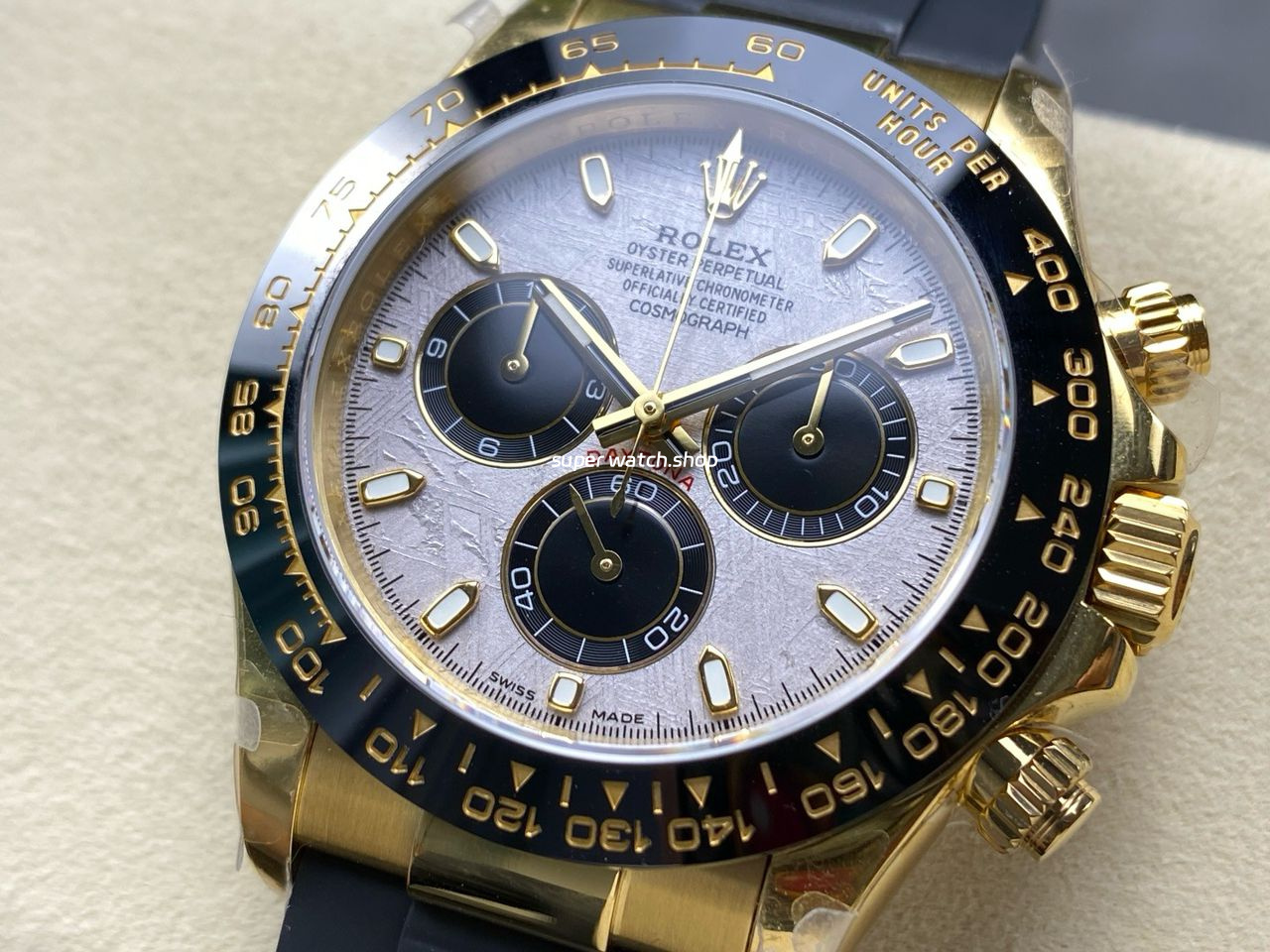 QF Factory CounterWeight Rolex Daytona 116518LN-0076 40mm Yellow Gold Rubber Oysterflex Meteorite Dial - Image 3
