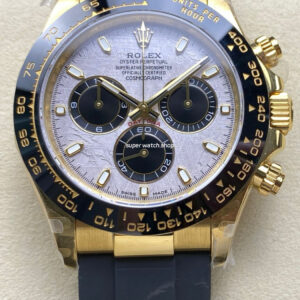 QF Factory CounterWeight Rolex Daytona 116518LN-0076 40mm Yellow Gold Rubber Oysterflex Meteorite Dial