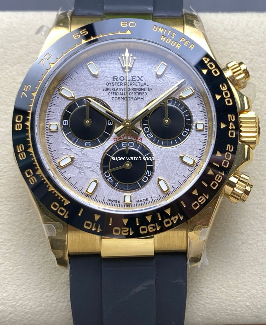 QF Factory CounterWeight Rolex Daytona 116518LN-0076 40mm Yellow Gold Rubber Oysterflex Meteorite Dial