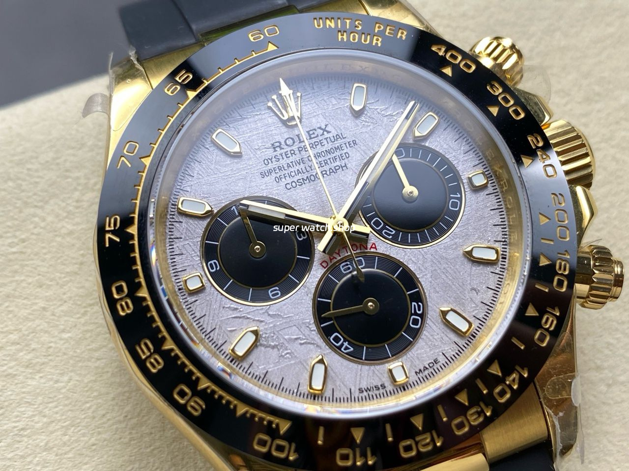 QF Factory CounterWeight Rolex Daytona 116518LN-0076 40mm Yellow Gold Rubber Oysterflex Meteorite Dial - Image 2