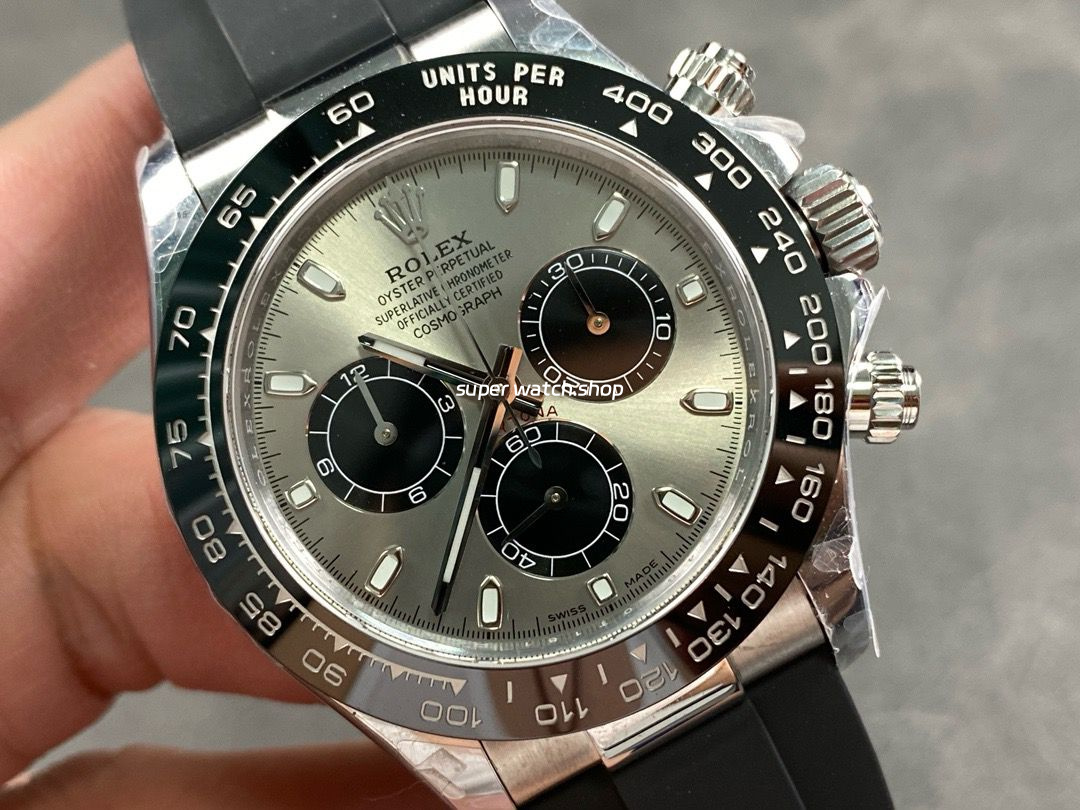 QF Factory CounterWeight Rolex Daytona 116519LN-0027 40mm White Gold Rubber Strap Grey Dial - Image 2