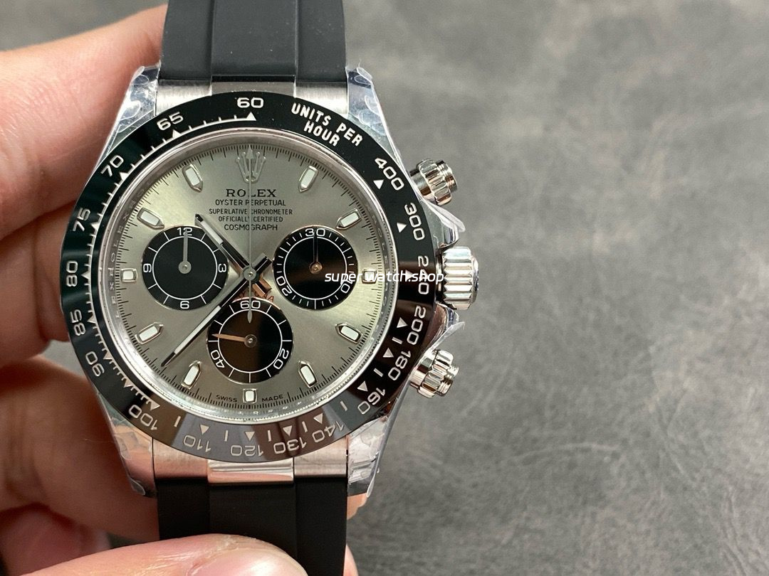 QF Factory CounterWeight Rolex Daytona 116519LN-0027 40mm White Gold Rubber Strap Grey Dial