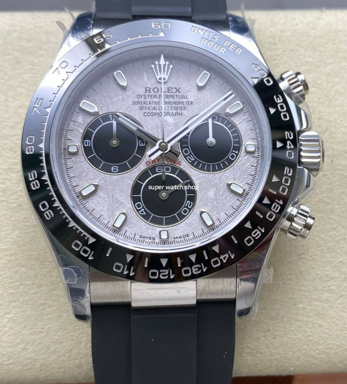 QF Factory CounterWeight Rolex Daytona 116519LN-0038 40mm White Gold Rubber Oysterflex Meteorite Dial