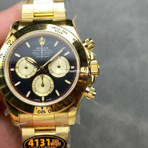QF Factory CounterWeight Rolex Daytona 126508-0002 40mm Full Yellow Gold Champagne Eye Black Dial