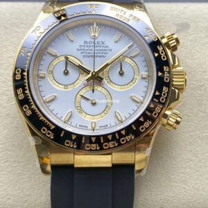 QF Factory CounterWeight Rolex Daytona 126518LN-0002 40mm Yellow Gold Rubber Oysterflex White Dial