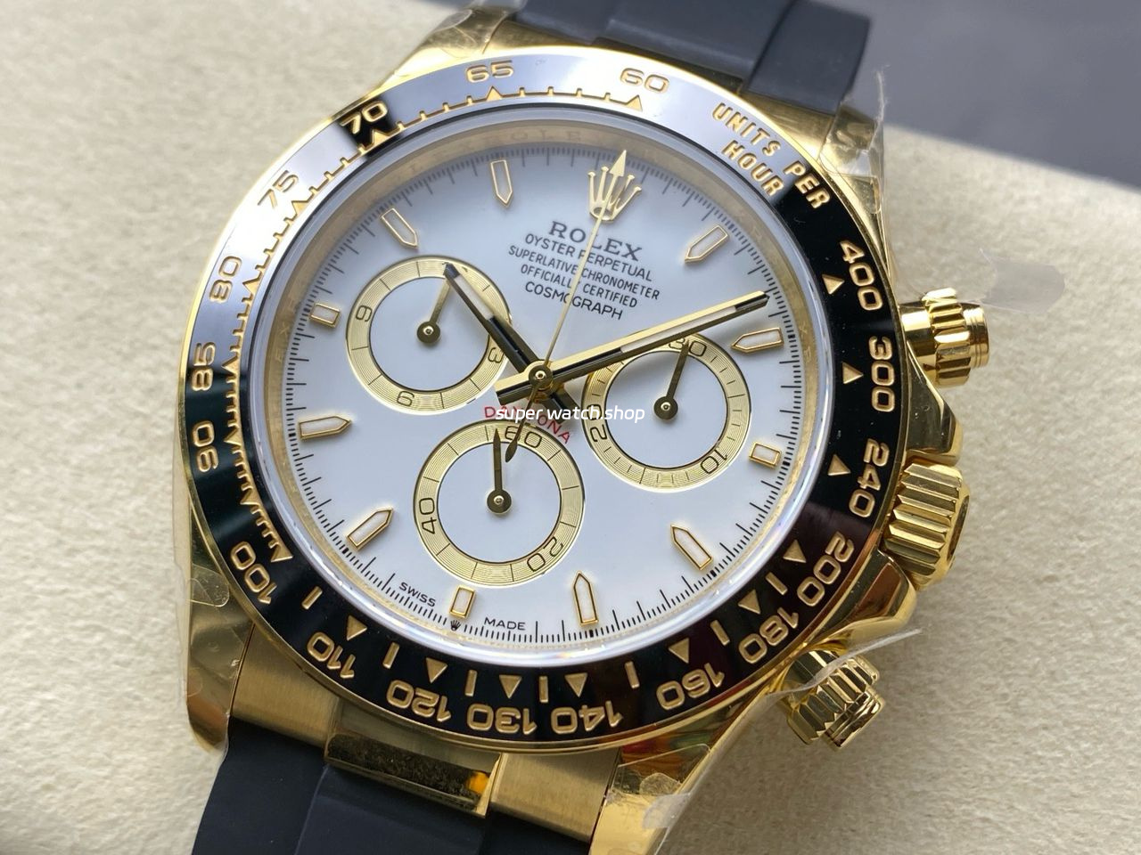 QF Factory CounterWeight Rolex Daytona 126518LN-0002 40mm Yellow Gold Rubber Oysterflex White Dial - Image 3