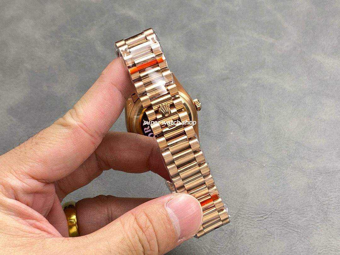 QF Factory Counterweight Rolex Day-Date 36 128235 36mm Full Rose Gold Grey Dial - Image 8