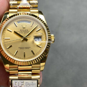 QF Factory Counterweight Rolex Day-Date 36 128235 36mm Full Yellow Gold Gold Dial