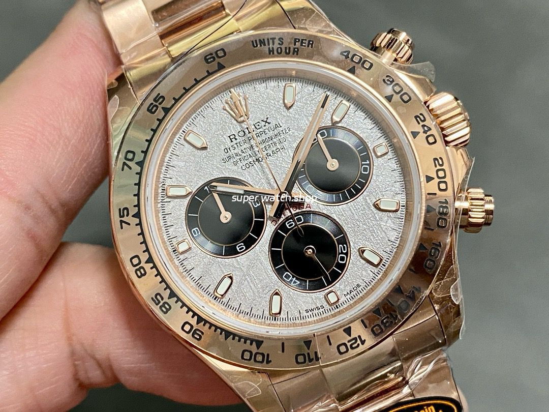 QF Factory Counterweight Rolex Daytona 116505-0014 40mm Full Rose Gold Meteorite Cosmograph Silver Dial - Image 2