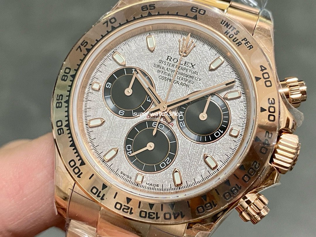 QF Factory Counterweight Rolex Daytona 116505-0014 40mm Full Rose Gold Meteorite Cosmograph Silver Dial - Image 3
