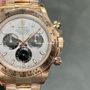 QF Factory Counterweight Rolex Daytona 116505-0014 40mm Full Rose Gold Meteorite Cosmograph Silver Dial