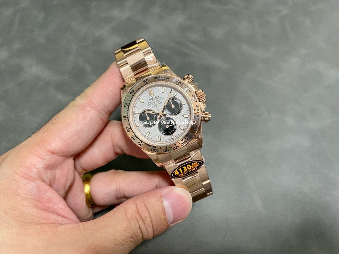 QF Factory Counterweight Rolex Daytona 116505-0014 40mm Full Rose Gold Meteorite Cosmograph Silver Dial - Image 4
