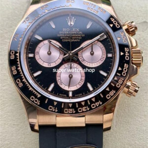 QF Factory Counterweight Rolex Daytona 126515LN-0002 40mm Rose Gold Rubber Strap Black Dial
