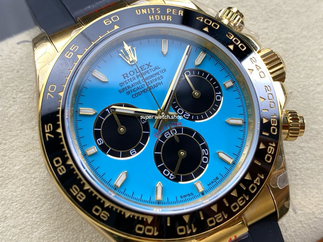 QF Factory Counterweight Rolex Daytona 126518LN-0014 40mm Yellow Gold Rubber Oysterflex Turquoise Blue Dial - Image 2