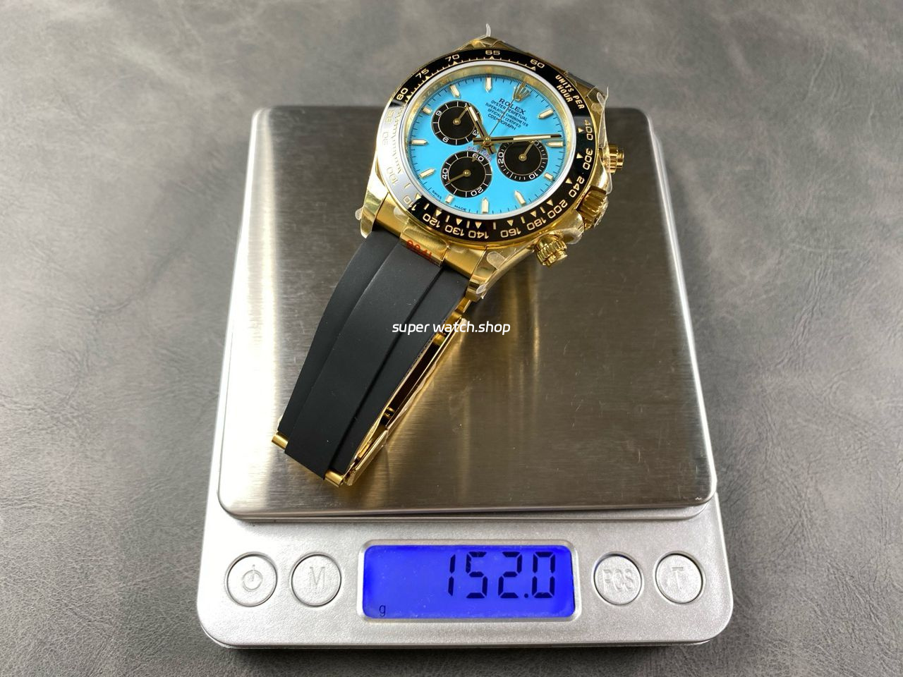 QF Factory Counterweight Rolex Daytona 126518LN-0014 40mm Yellow Gold Rubber Oysterflex Turquoise Blue Dial - Image 11