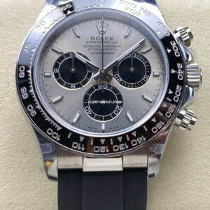 QF Factory Counterweight Rolex Daytona 126519LN-0006 40mm White Gold Rubber Oysterflex Grey Dial