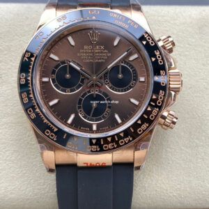 QF Factory counterweight Rolex Daytona 126515LN-0010 40mm Rose Gold Rubber Oysterflex Chocolate Brown Dial