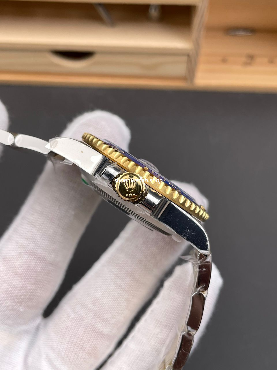 RC Factory Counterweight Rolex Submariner Date 116613LB 40mm Half Gold Blue Dial - Image 6