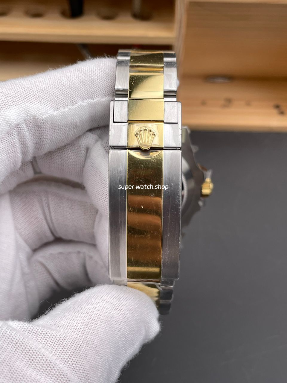 RC Factory Counterweight Rolex Submariner Date 116613LB 40mm Half Gold Blue Dial - Image 9