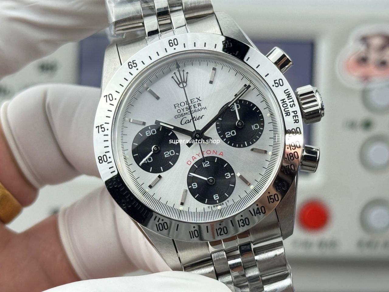 SN Factory Rolex Daytona Vintage Cartier 37mm Full Steel White Dial - Image 2