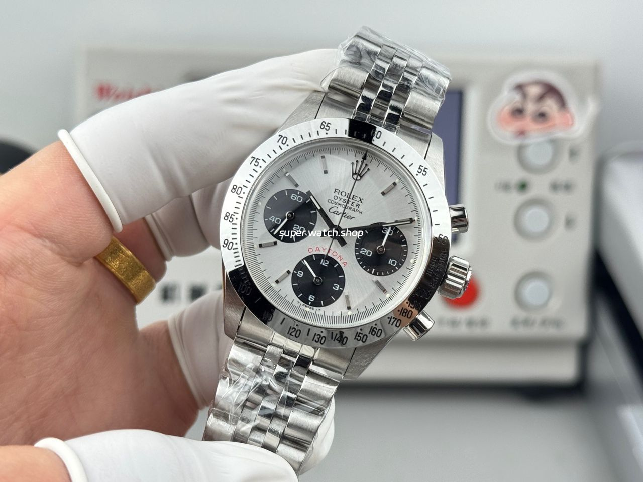 SN Factory Rolex Daytona Vintage Cartier 37mm Full Steel White Dial - Image 5