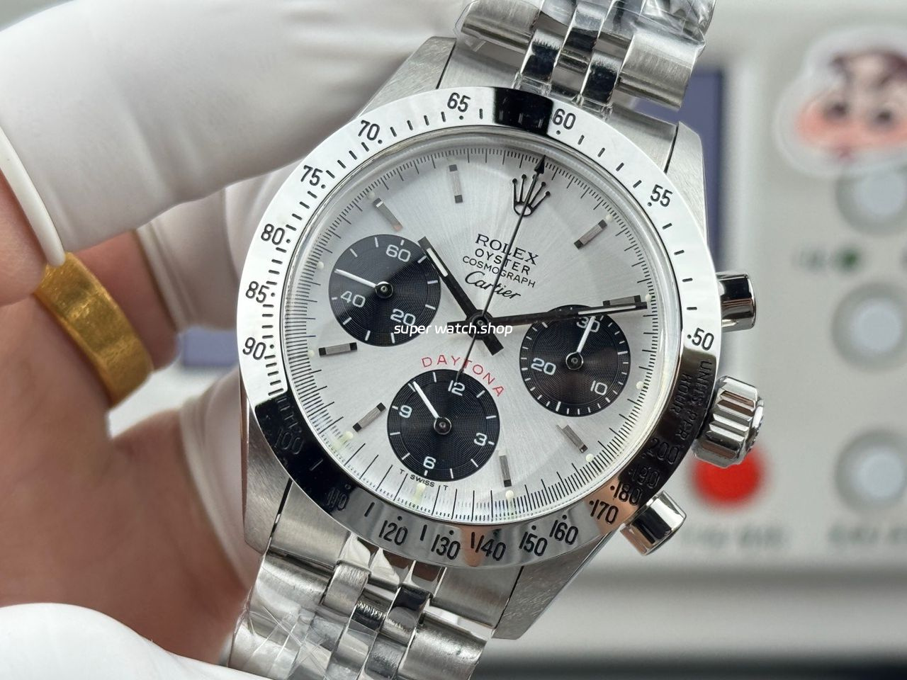 SN Factory Rolex Daytona Vintage Cartier 37mm Full Steel White Dial - Image 3