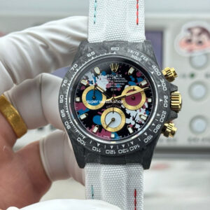 TW Factory Rolex Daytona 116500 40mm Carbon Fiber White Canvas Strap Black Dial