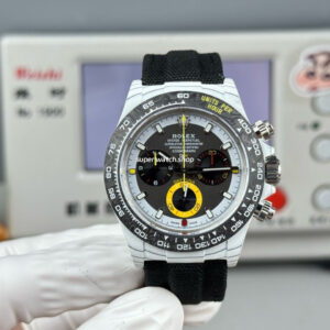 TW Factory Rolex Daytona 116500 40mm White Carbon Fiber Black Canvas Strap Black Dial