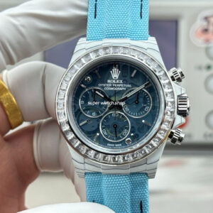 TW Factory Rolex Daytona 116500 40mm White Carbon Fiber Blue Canvas Strap Grey Dial