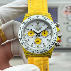 TW Factory Rolex Daytona 116500 40mm Yellow Carbon Fiber Yellow Canvas Strap White Dial