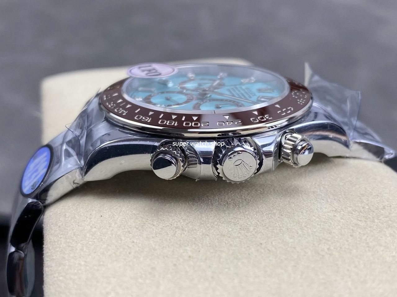 UFO Factory Counterweight Rolex Daytona 126506-0002 40mm Full Platinum Ice Blue Diamond Baguette Dial - Image 5