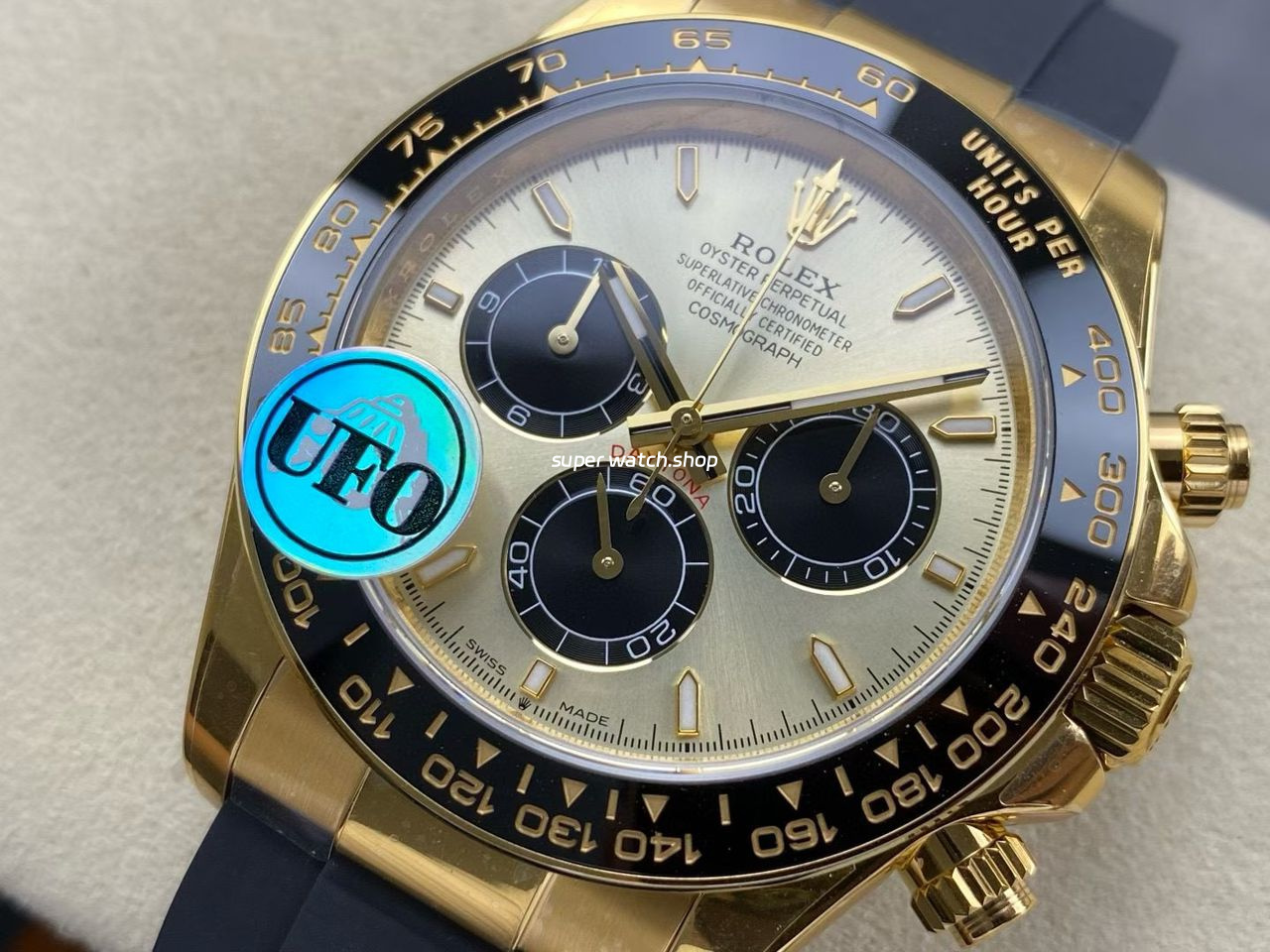 UFO Factory counterweight Rolex Daytona 126518LN-0012 Yellow Gold Oysterflex Champagne Dial - Image 3