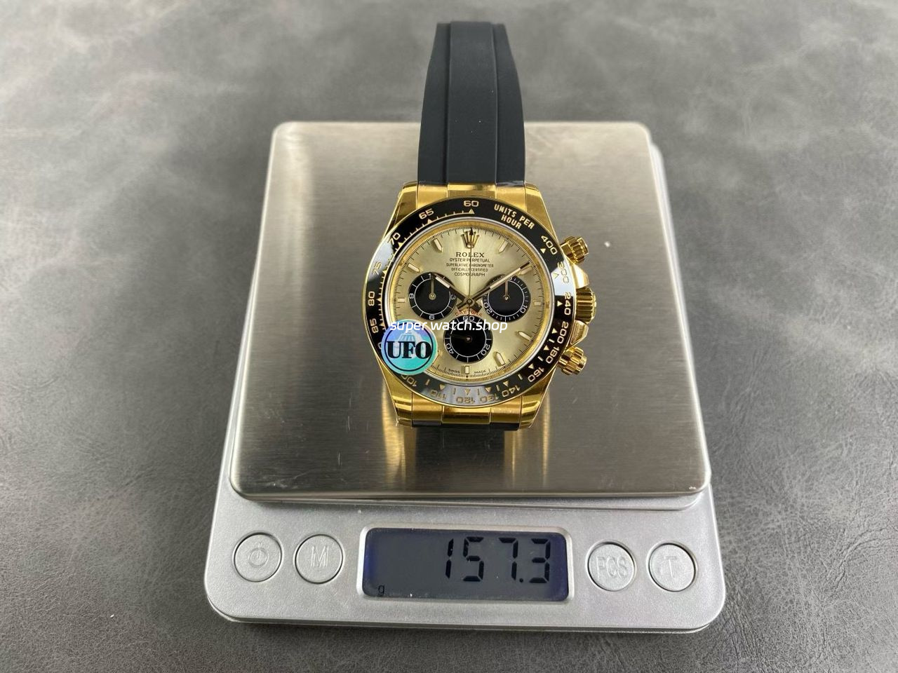 UFO Factory counterweight Rolex Daytona 126518LN-0012 Yellow Gold Oysterflex Champagne Dial - Image 9