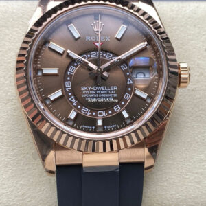 ZF Factory CounterWeight Rolex Sky-Dweller 336235-0002 42mm Rose Gold OysterFlex Brown Dial