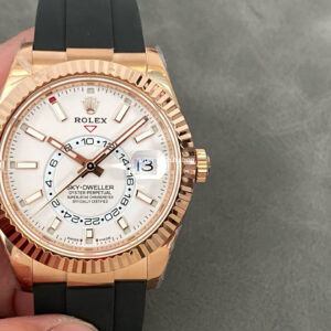 ZF Factory CounterWeight Rolex Sky-Dweller 336235-0003 42mm Rose Gold Rubber Strap White Dial