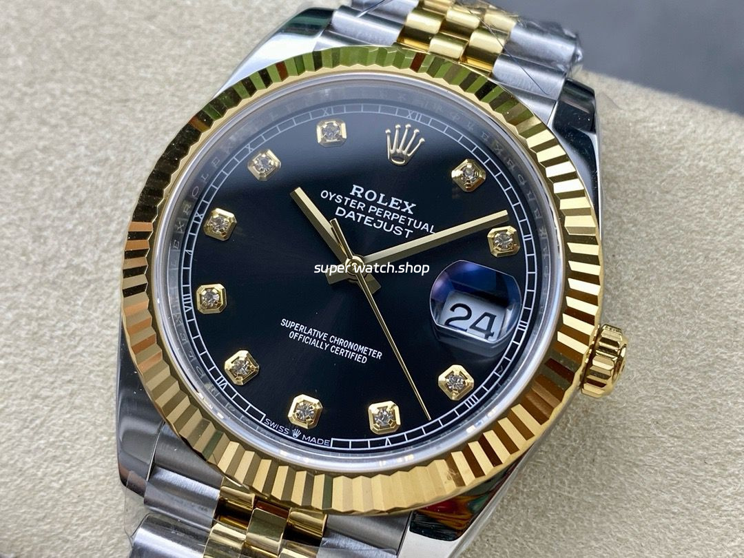 ZQ Factory Rolex Datejust 126333-0006 41mm Half Yellow Gold Diamond Black Dial Jubilee - Image 3