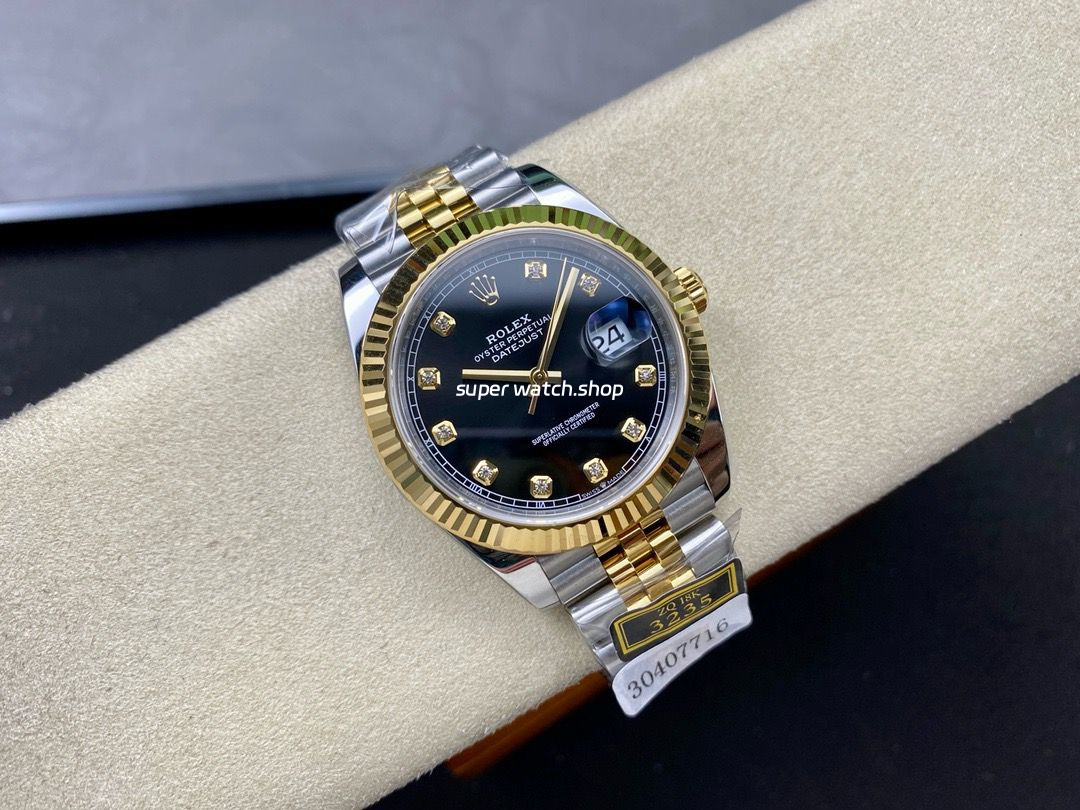 ZQ Factory Rolex Datejust 126333-0006 41mm Half Yellow Gold Diamond Black Dial Jubilee - Image 4